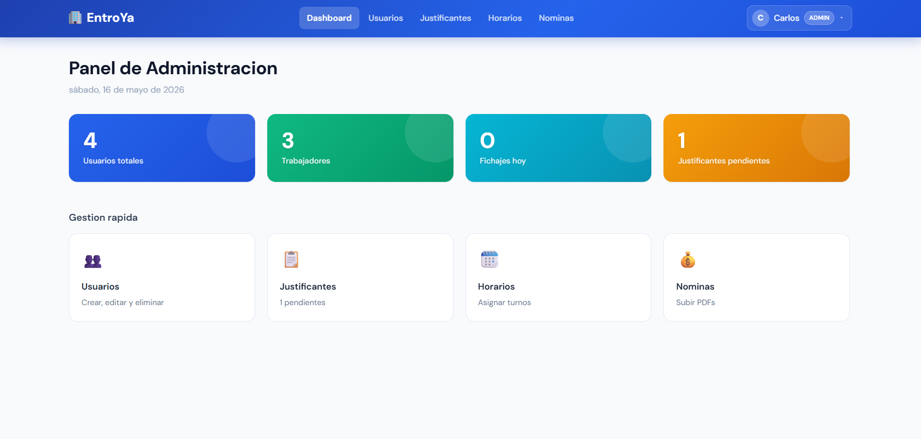 Dashboard admin
